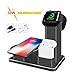 SHARKSBox 10W Fast Wireless Charger Stand, Charging Station Compatible Apple Watch Aluminum 3 in 1 Charging Dock Compatible Apple Watch Series 3/2/1, AirPods, iPhone X/Xs/Xs Max/8/8 Plus-Black