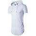 Keybur Mens Hipster Hip Hop Short Sleeve Longline Pullover Side Zipper Hoodies Fashion Sweatshirts (XL, White)