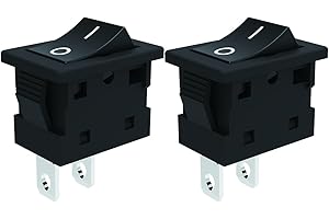 lcocove JD 2pcs Power Switch 6A 125V/250V AC Boat Rocker Switch ON/Off Switch 2Pins Toggle Switch with UL Certificate…