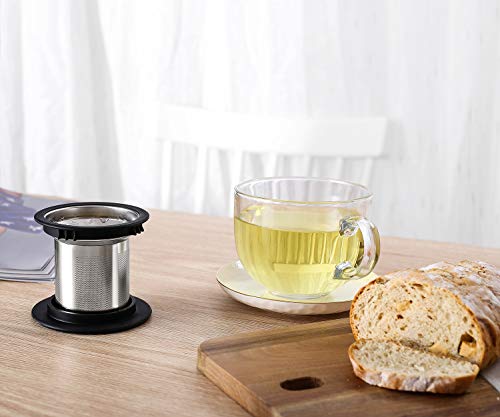 Fine mesh strainer tea infuser bucket for loose leaf tea, large tea filter for loose tea - black - Thumbnail 6