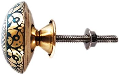 French Furniture Fittings Set of 6 Brass Fish Knobs, Turquoise Kitchen Cabinet Pull knobs, Cupboard, Chest, Furniture - Image 3