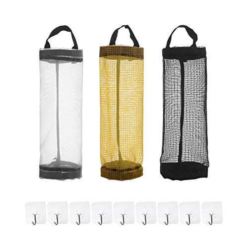 Angla 3 Pack Grocery Bag Holder Mesh Shopping Plastic Bag Holder