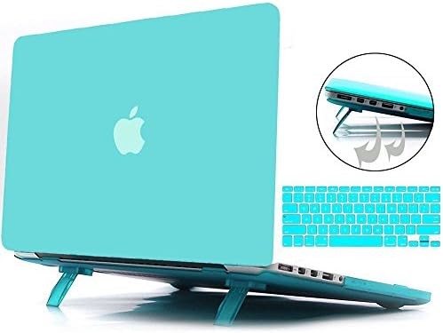Macbook Air 13 Inch Case, Hemetech 2 in 1 Ultra Slim Soft-Touch Plastic Rubberized Hard Case Cover for Apple Macbook Air 13" A1369 A1466 Shell Cover with Foldable Stand & Keyboard Cover Skin Teal Blue