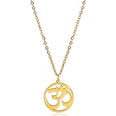 UNIFT Necklace For Women- Aum Om Ohm Sanskrit Symbol Round Pendant Beaded Double Layer Chain Charm Necklace,Hinduism Yoga Sanskrit Personalized Amulet Dainty Pendant Necklace Jewelry