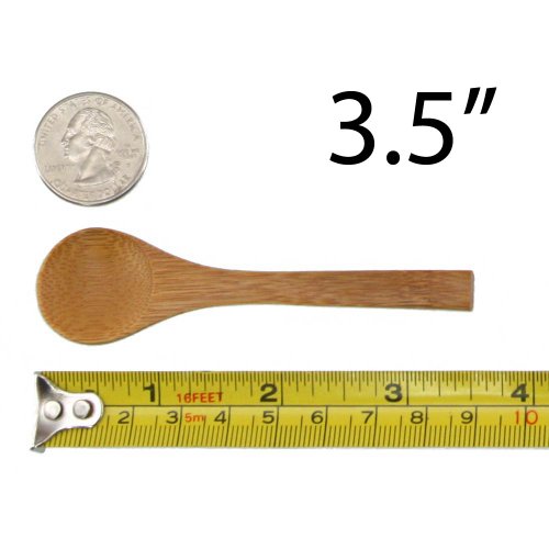 BambooMN Brand - Carbonized Brown 3.5" Round Head Small Solid Bamboo Spice/Salt/Sugar Spoons, 30pcs