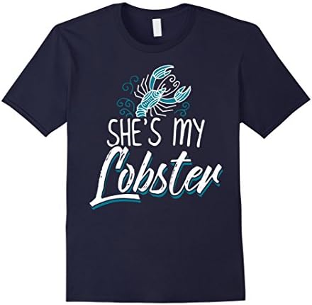 Mens I'm His I'm Hers Shirts - She's My Lobster Large Navy