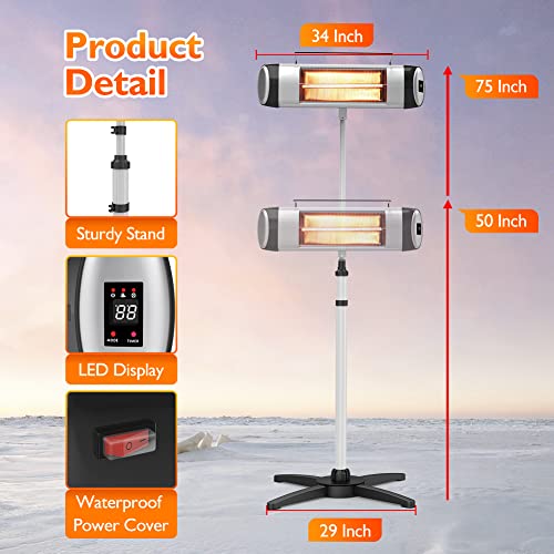PATIOBOSS Outdoor Patio Heater, Electric Infrared Heater for Instant