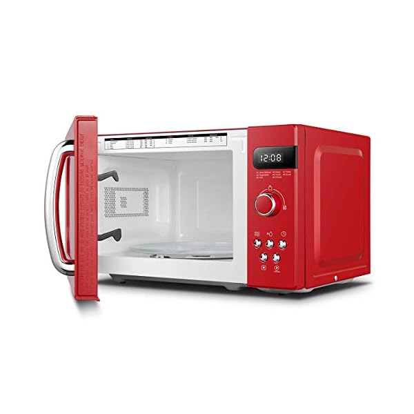 COMFEE' Retro Style 800w 20L Microwave Oven with 8 Auto Menus, 5 Cooking Power Levels, and Express Cook Button…