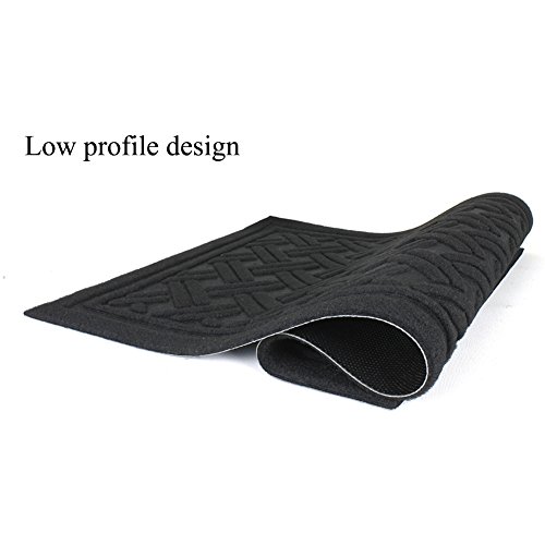 YK Decor Indoor Outdoor Entrance Rug Floor Mats Shoe Scraper Doormat Non Slip Rubber Backing Heavy Duty DooR Mat Waterproof Low-Profile Mats for Entry Garage High Traffic Areas (24x16 inch, Black)