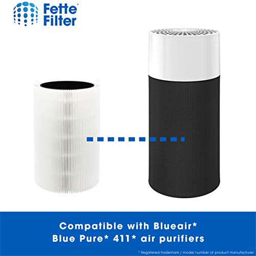 Fette Filter 4 Pack of Replacement Filters, Compatible with Blueair Blue Pure 411, 411+ & Mini