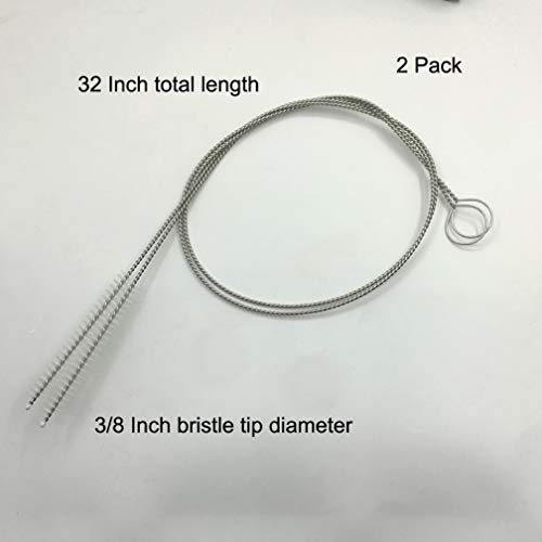 2 Pcs Cleaning Brush Bristle Tip 3/8" by 32" Inch Long - Flexible Cleaner Tool for Clean Keg, Feeding Tube, Line Tube Hose