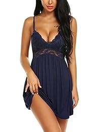 Ababoon Women Lace Modal Ropa de dormir Chemise Full Slip Babydoll Camisones 2 Pack