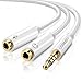 UGREEN Headset Adapter for Headsets with Separate Headphone and Microphone Plugs 3.5mm Stereo Audio Male to 2 Female Headset Mic Y Splitter Cable Adapter (White)