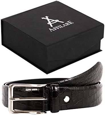 Men's Alligator Genuine Italian Leather Dress Belt 35mm Black 12CFTD188