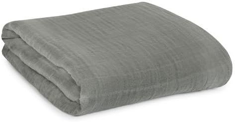 Modern Burlap Color Collection 100% Organic Cotton Muslin Baby Swaddle (Neutral Gray)