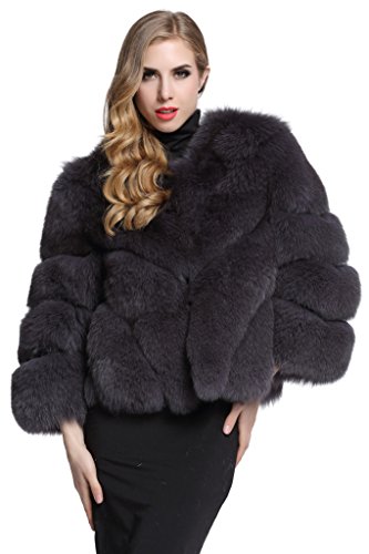 Topfur Women's Coat Whole Twill Silver Fox Fur Outerwear Winter Overcoat(US 6) Topfur Women's Coat Whole Twill Silver Fox Fur Outerwear Winter Overcoat(US 6)