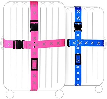 Attac Adjustable Superior Strength Extra Long Cross Luggage Strap belt Suitcase Travel Belt Tags (Blue)