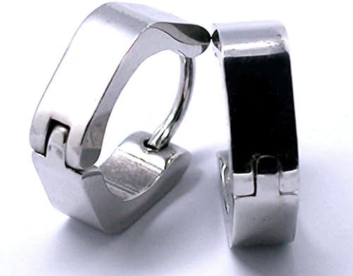 Stainless Steel Huggie Earrings Hoop Clip on Earrings Hanging Cuff Earrings Pentagon shaped Unique Squared