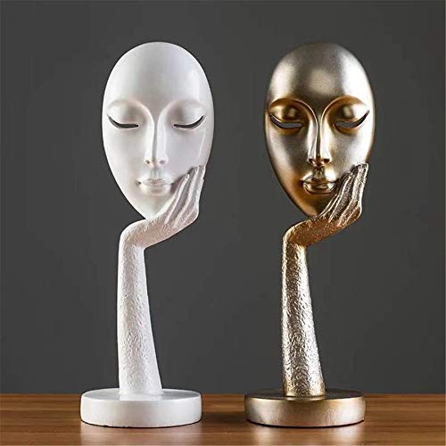 Nrpfell Modern Human Meditators Abstract Lady Face Character Resin Statues Sculpture Art Crafts Figurine Home Decorative Display Blue