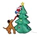 KemperKing 6 Foot Christmas Inflatable Airblown Santa Claus Climbing Tree Chased by Puppy Dog Xmas Blow Up for Holiday Home Outdoor Lawn Yard Decorations