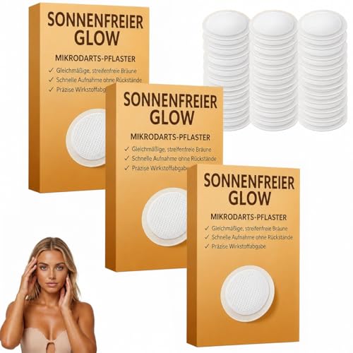 Pack of 30 Sun Free Glow Patch, Sreless Tanning Nano Microneedle Patch, Self-Tanning Sticker, Individual Tanning Intensity & Streak-free Result After a Few Hours (3 Boxes)