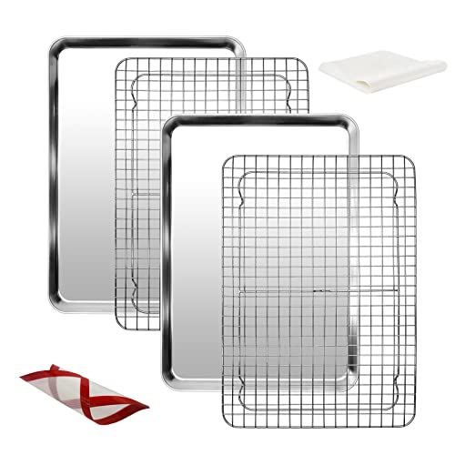 ASHQSS Baking Sheet with Rack Set,Stainless Steel Baking Pan with Heavy