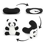 Panda Bear Neck Pillow/Stuffed Animal Travel Pal by Satellas Perfect Travel Pillow for Any Age - Converts from Neck Pillow to Stuffed Animal
