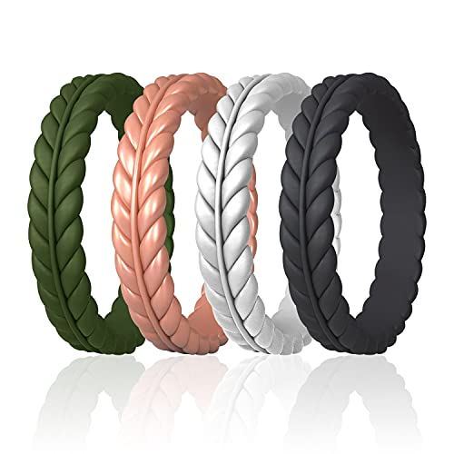 ROQ Silicone Rubber Wedding Rings for Women, Thin Lavender Leaves, Rubber  Silicone Wedding Band, Bridal Jewelr