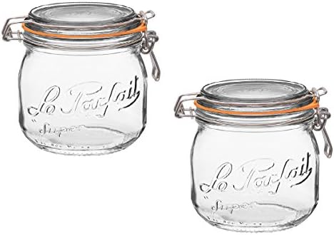 Le Parfait French Glass Canning Jar with 85mm Gasket and Lid, .5 Liter (Pack of 2)