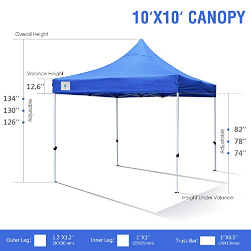 ALLINBOOST 10x10 Pop Up Outdoor Canopy Tent, Beach Canopy Sun Shelter, Commercial Instant Grill Gazebo with Wheeled Carry Bag for Food Vendors, Farmers Market and Backyard Events