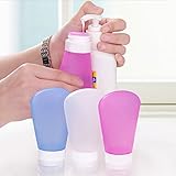 HappyDavid Silicone Travel Toiletry Bottles Set of 3 TSA Approved Squeezable Refillable Travel Containers For Shampoo Conditioner Lotion Toiletries