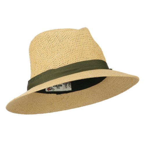 Panama Hat With Color Band - Olive OSFM