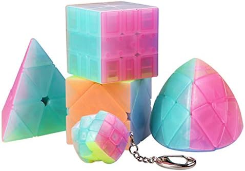 WAQIA Oh Magic Cube Puzzle Qiyi Transparent Jelly Maple Leaf Cube Match Professional Educational Speed Cube Twist Wisdom Game Toys Gift