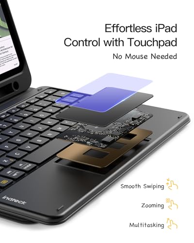 Inateck iPad 10th Generation Case with Keyboard, Detachable Keyboard with Trackpad for iPad A16 11th Gen 2025 11 inch, Air 11 inch M4 2026/M3 2025/M2 2024, Air 5/4, Pro 11 4/3/2/1, with Pencil Holder