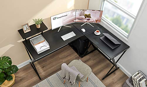 GreenForest L Shaped Desk 58 inch Reversible Corner Computer Desk with Movable Shelf and CPU Stand, Gaming Desk with… - Image 3