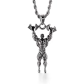 Zhubobo Gym Barbell Dumbbell Weightlifting Bodybuilding Necklace Pendant Stainless Steel
