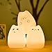 EMDMAK Baby Night Light USB Rechargeable Silicone Night Lamp with 7-Color Mood Light, Sensitive Tap Control for Baby Kids Adults (Kitty B)
