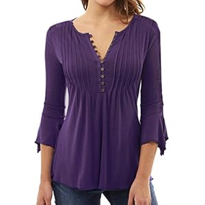UMIPUBO Mujer Blusa 3/4 Manga Camisas Elegante Camisetas Primavera Verano Cuello en V Tops 1 UMIPUBO Mujer Blusa 3/4 Manga Camisas Elegante Camisetas Primavera Verano Cuello en V Tops | DeHippies.com