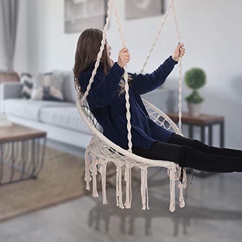 Hammock Chair Macrame Swing - [Delivery from US] Handmade Hanging Swing Chair Prefect for Outdoor, Home,Bedroom, Patio, Deck, Yard, Garden - Thumbnail 3