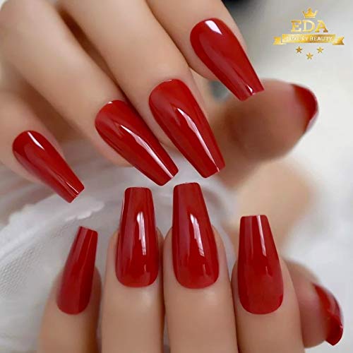 EDA LUXURY BEAUTY RED GLAMOROUS DESIGN Full Cover Press On Gel Glitter Artificial Nail Tips Shiny Acrylic Elegant False Nails Extra Long Ballerina Ballet Coffin Square Super Fashion Fake Nails 1 EDA LUXURY BEAUTY RED GLAMOROUS DESIGN Full Cover Press On Gel Glitter Artificial Nail Tips Shiny Acrylic Elegant False Nails Extra Long Ballerina Ballet Coffin Square Super Fashion Fake Nails
