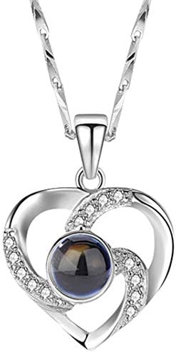 EYIIYE 100 Languages I Love You Projection Pendant Necklace Romantic Love Memory Wedding Necklace