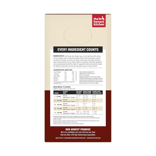 THE HONEST KITCHEN HUMAN GRADE WHOLEMADE™ DEHYDRATED DOG FOOD, WHOLE GRAIN DOG FOOD, BEEF & SALMON, 4 LB (MAKES 16LBS)