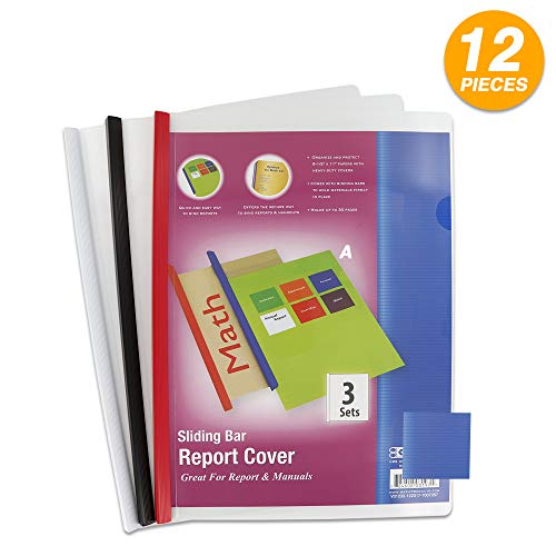 Clear Front Report Covers with Sliding Bar fits 8.5" x 11" Papers with