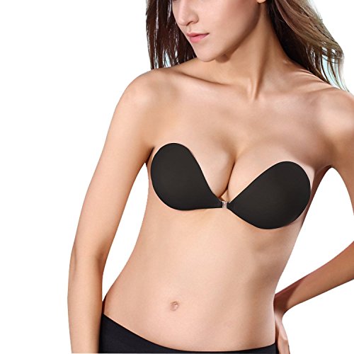 Josi Minea Self Adhesive Strapless Invisible Push-Up Bra Breast Pad Black - Thumbnail 5