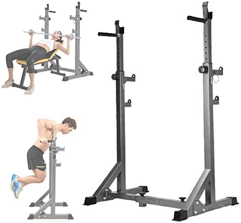 Ebwli スプリットスクワットラック調整可能なバーベルホルダー ベンチプレスプルアップバーベルウェイトラック インストールが簡単 ワークアウト上腕二頭筋フィットネス機器