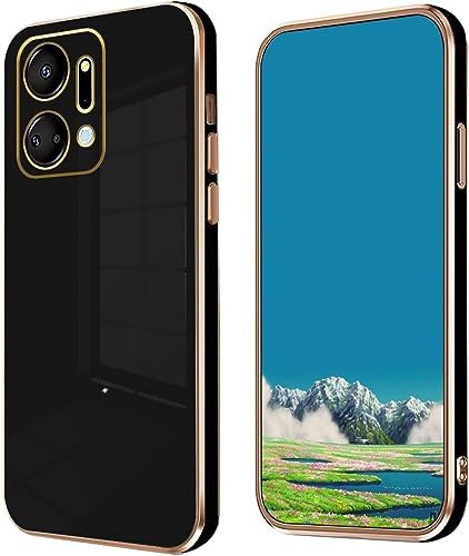 CRAVEN Cover Per Huawei Honor X7a - Custodia Morbida TPU Con Effetto Gradiente Oro-Nero, Antiurto