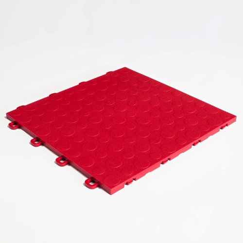 BlockTile B0US4330 Garage Flooring Interlocking Tiles Coin Top Pack, Red, 30-Pack - Thumbnail 2