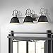 Emliviar 3-Light Bathroom Vanity Light Fixture, Black Finish with Metal Shade, 4054H-A