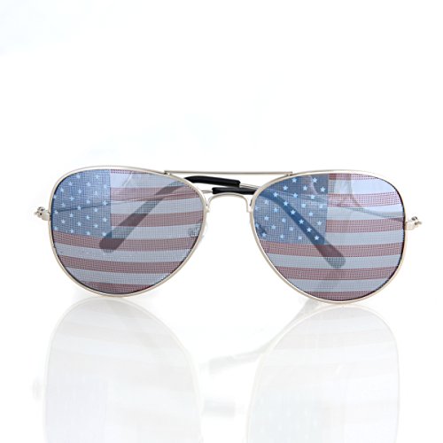 Shaderz USA America Aviator Sunglasses Silver Color Frame