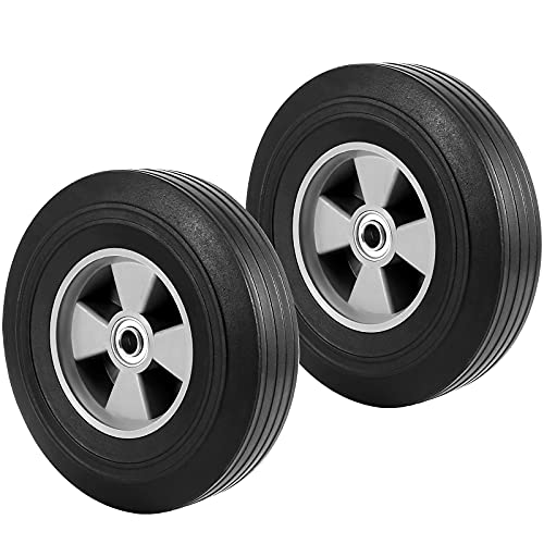 HOIGON 2 Pack 10 Inch Solid Rubber Hand Truck Wheel with 5/8 Inch Ball